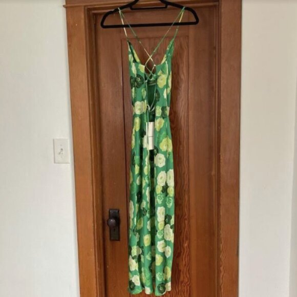Adoore Vienna Open Back Midi Dress in Green Floral Print Size 6 NEW - Picture 8 of 12